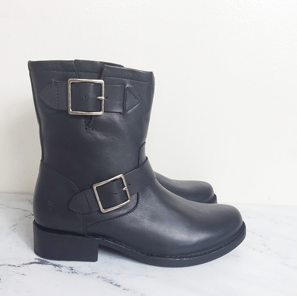 Frye Shoes | Frye Vicky Engineer Black Ankle Leather Boot | Poshmark